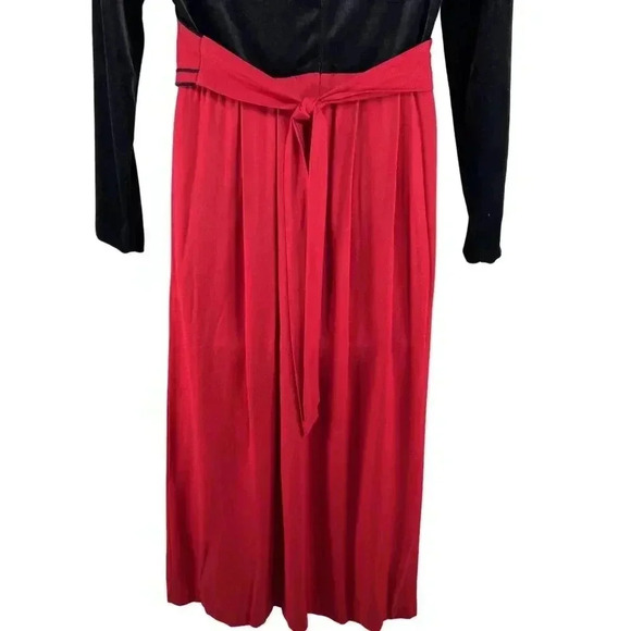 Vintage JBS Ltd Dress Size 12 Red Vest Skirt & Black Velvet Top Holiday Prairie - Picture 10 of 16
